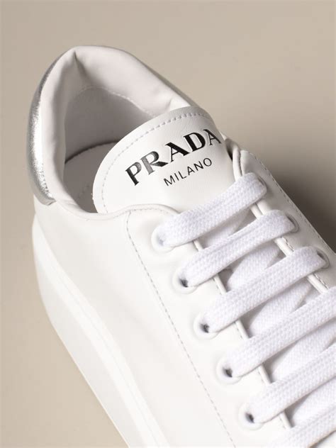 prada womens white sneakers|prada white high top sneakers.